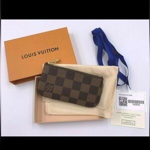 Authentic Louis Vuitton Damier Ebene Key Chain Pouch Pochette NIB Brand New